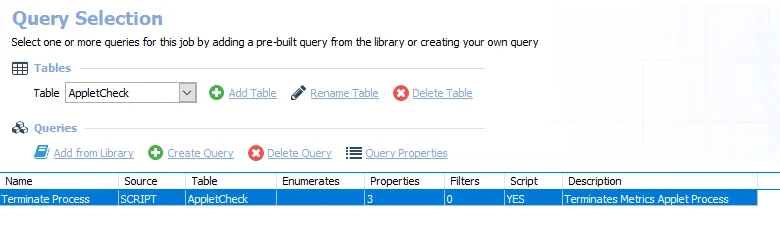 Queries for the .AppletStatusCheck Job