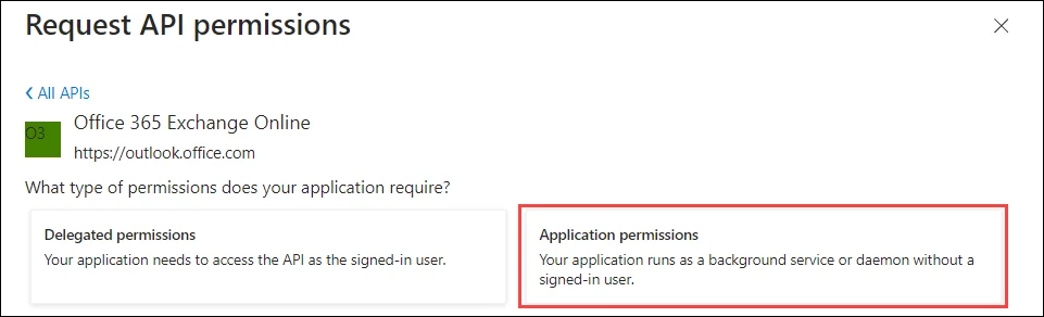 Application permissions tab