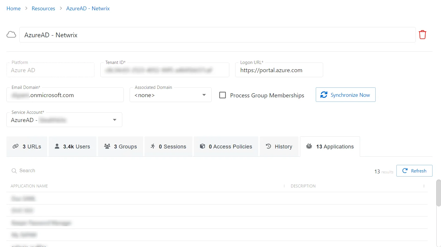 Applications Tab Azure AD