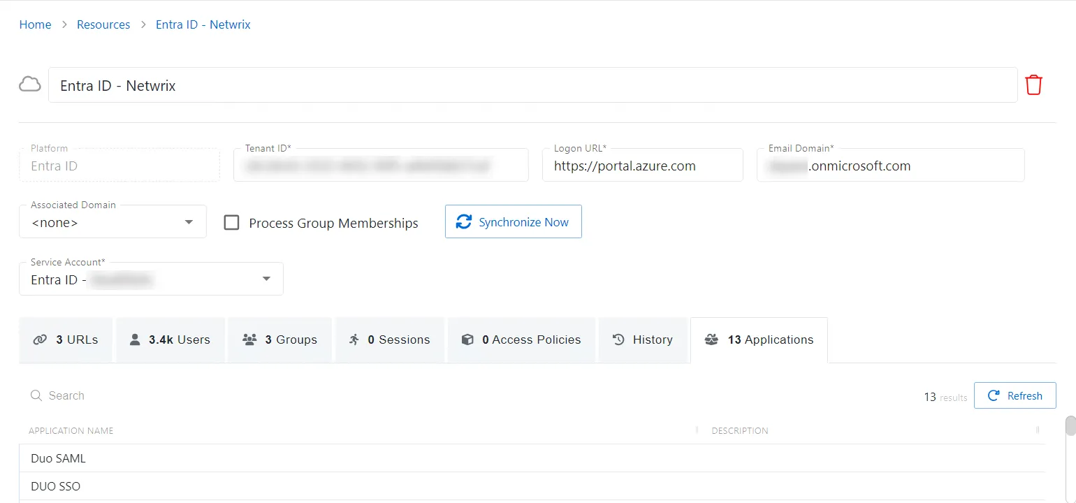 Applications Tab Entra ID