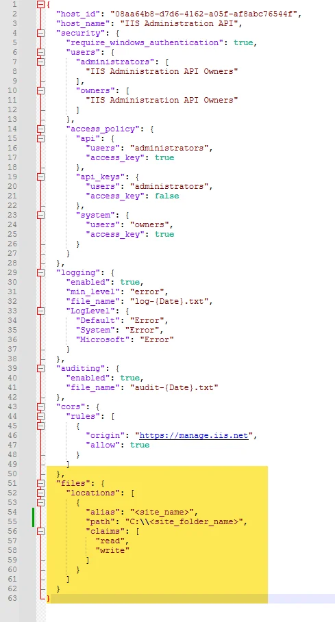 Script for appsettings.json file