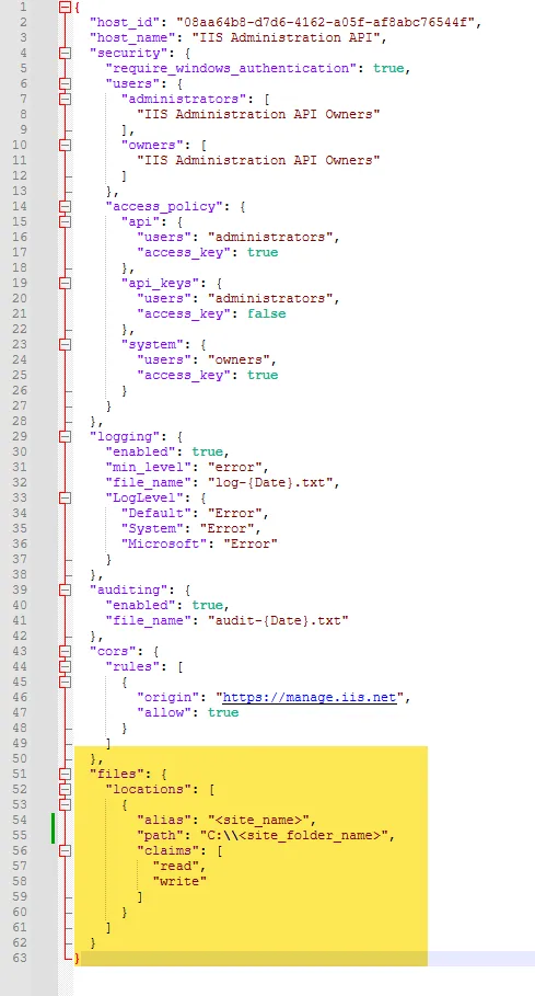 Script for appsettings.json file