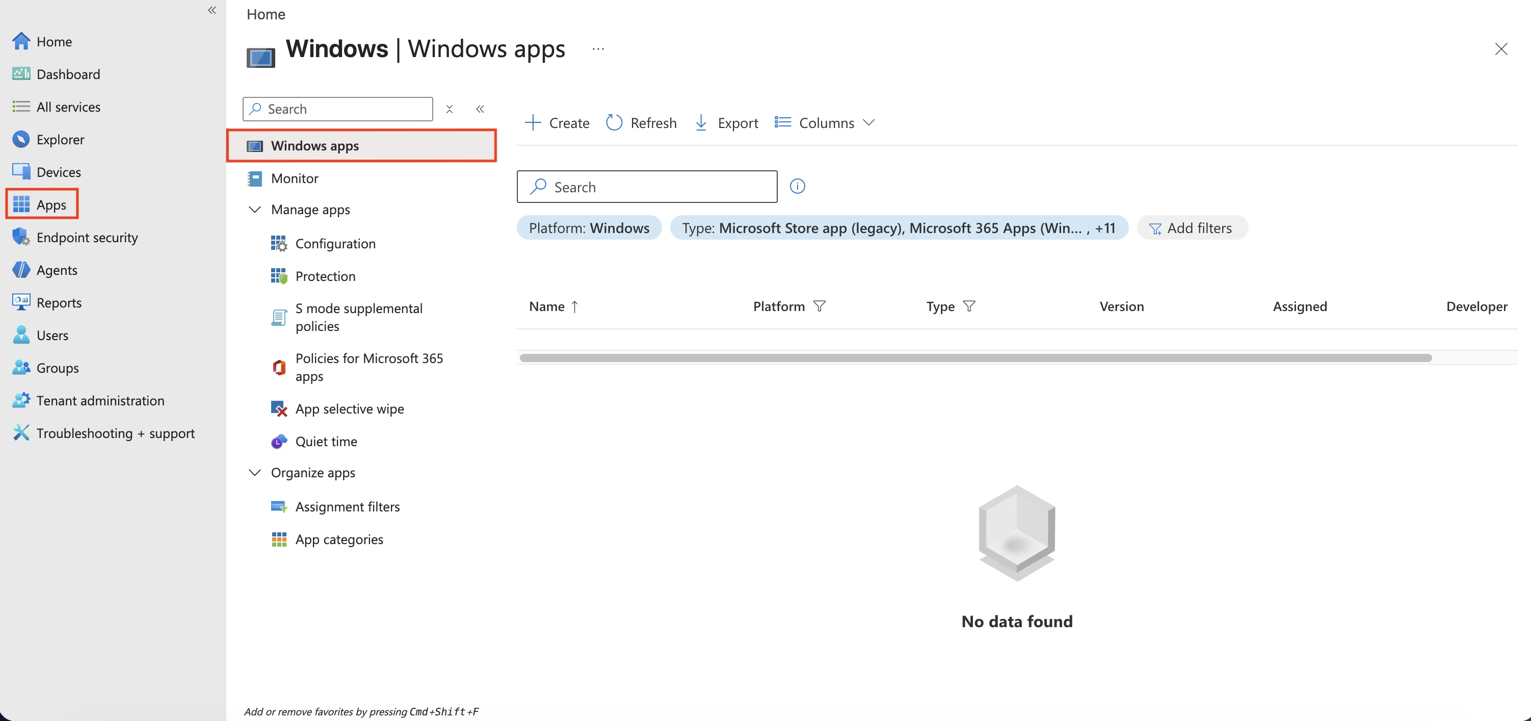 Apps Overview Page