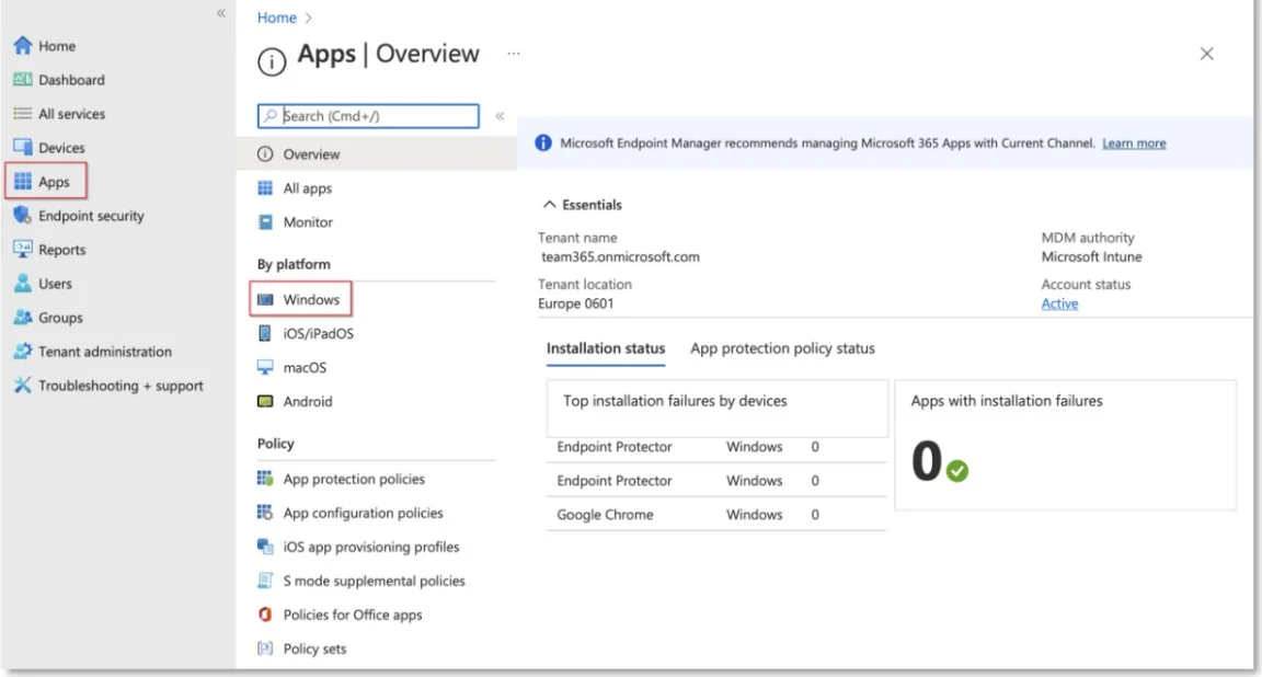 Apps Overview Page