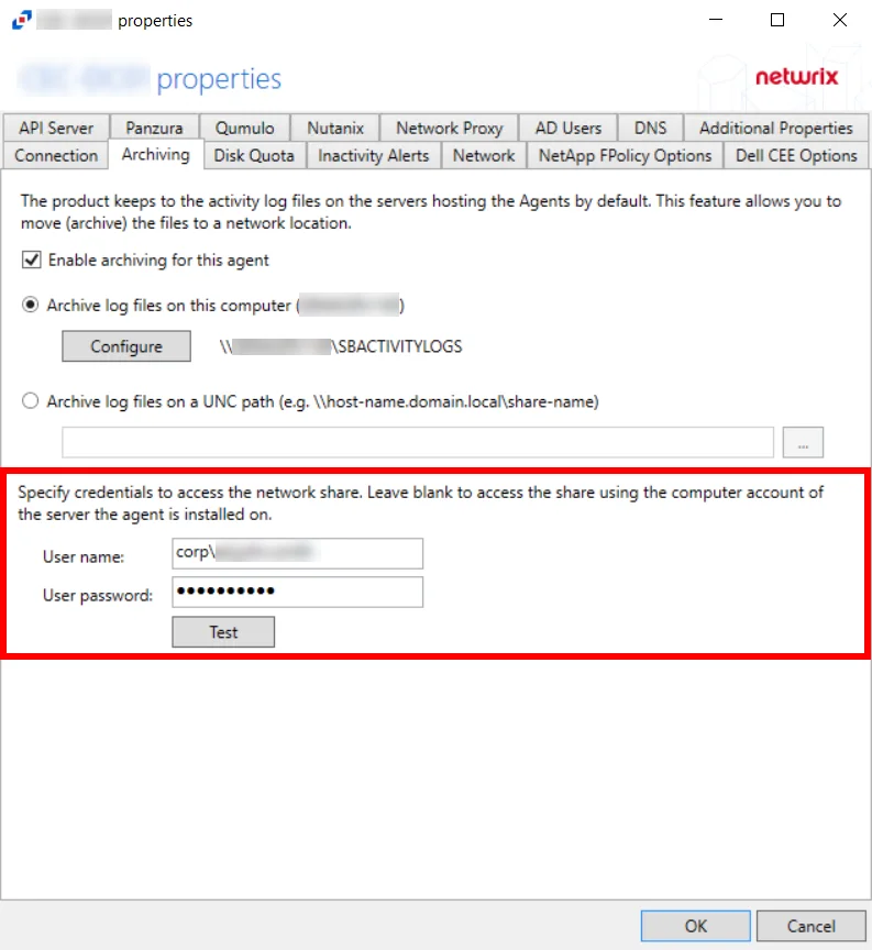 Archive User Account Credentials