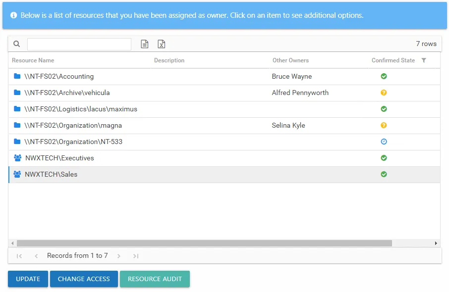 Assigned Resources section of the Owner portal