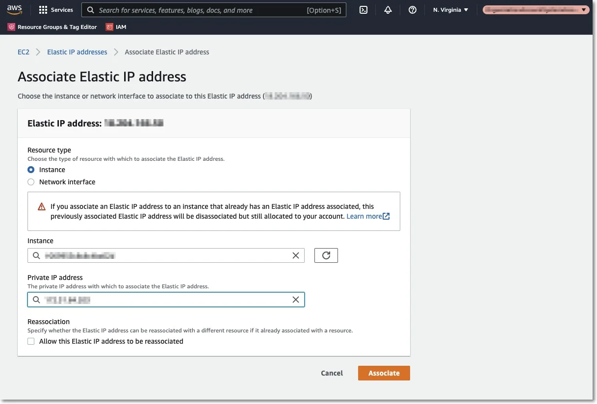 Associating Elastic IP Address