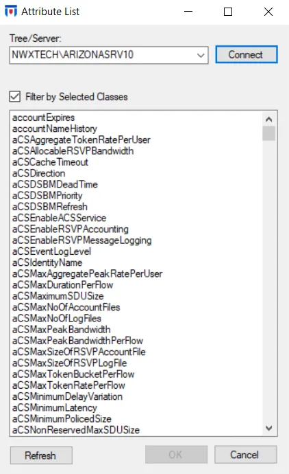 Attribute List Window | Netwrix Product Documentation