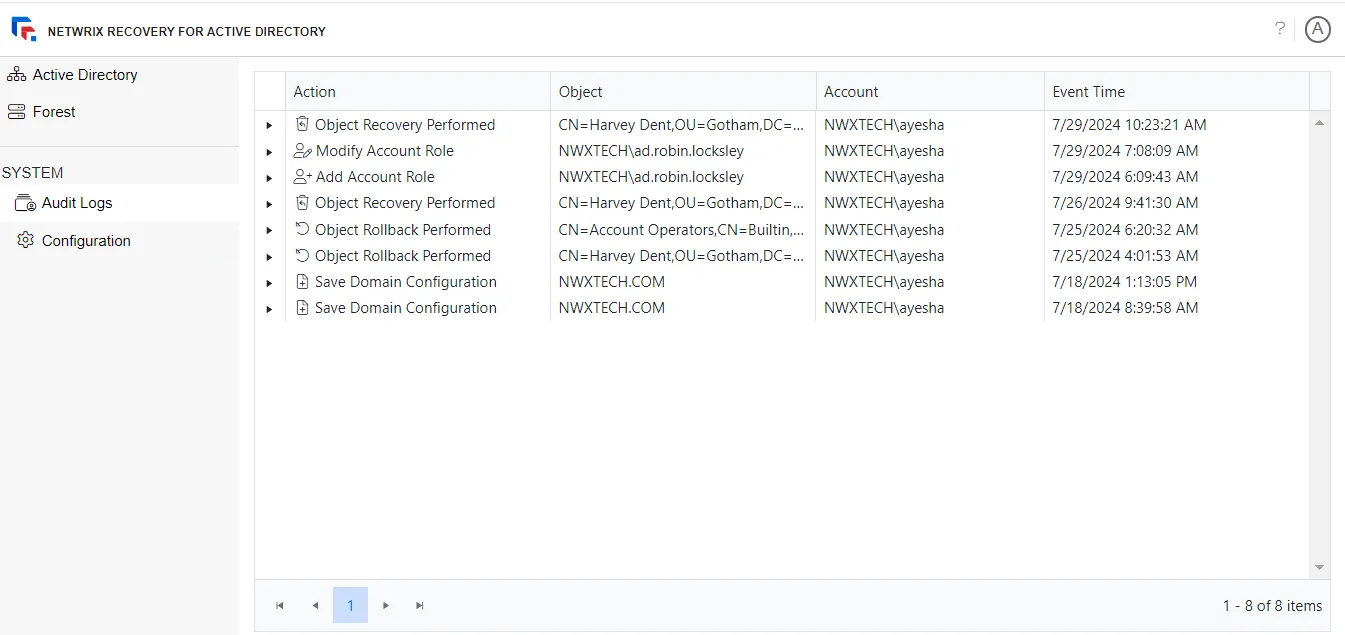 Audit Logs Page