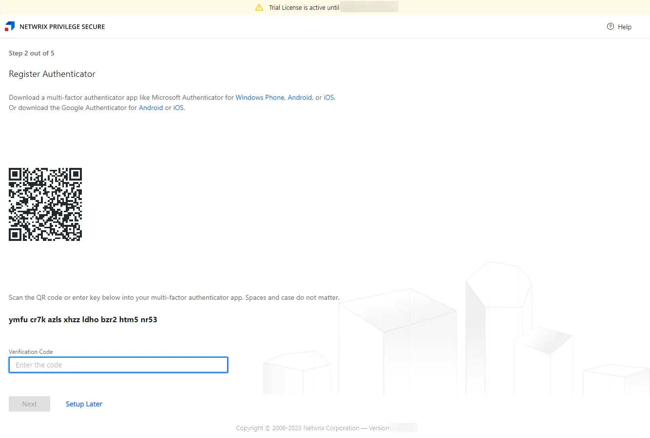 Setup Wizard on the Step 2 page