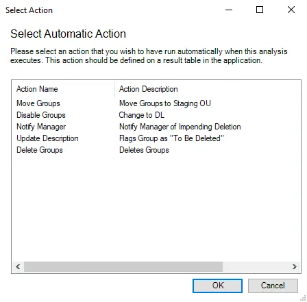Select Action Window
