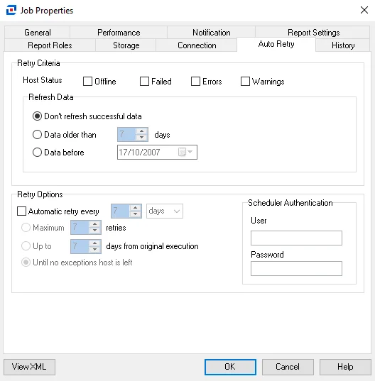 Auto Retry tab of Job Properties