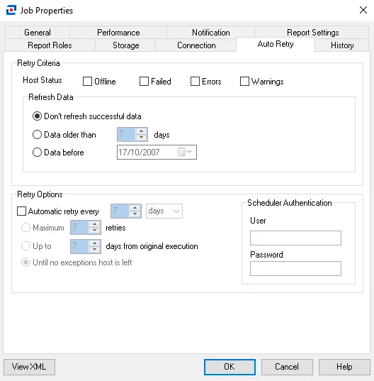 Auto Retry tab of Job Properties