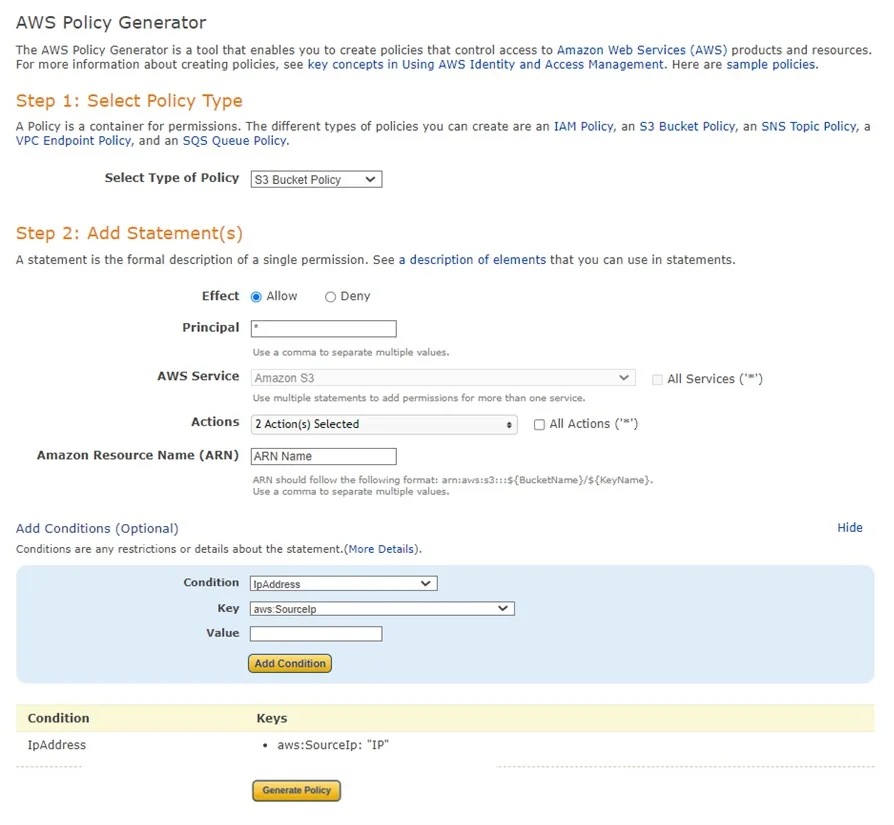  AWS Policy Generator
