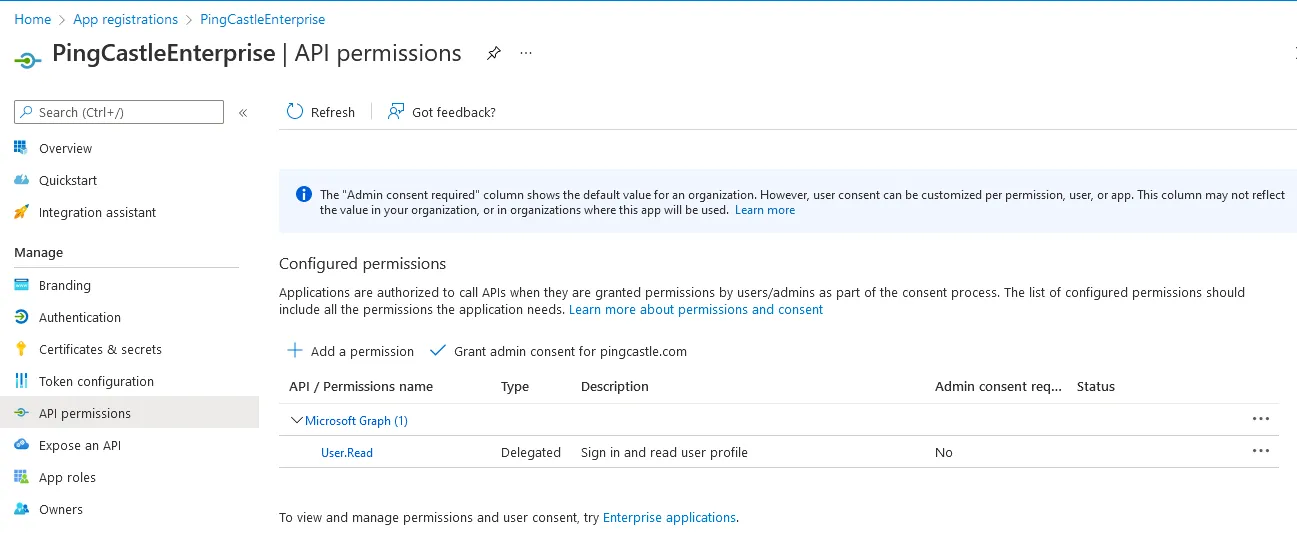 Azure API Permissions