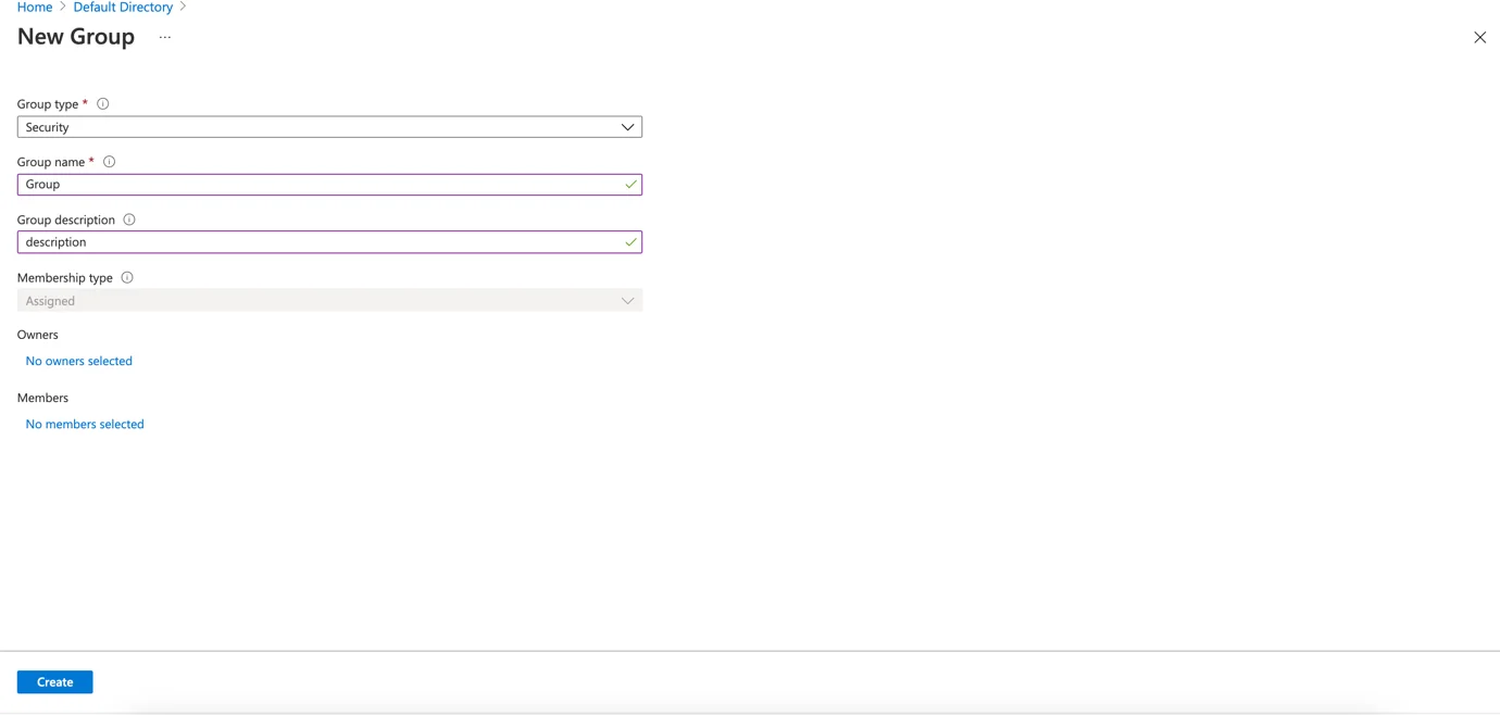  Default Directory| New Group
