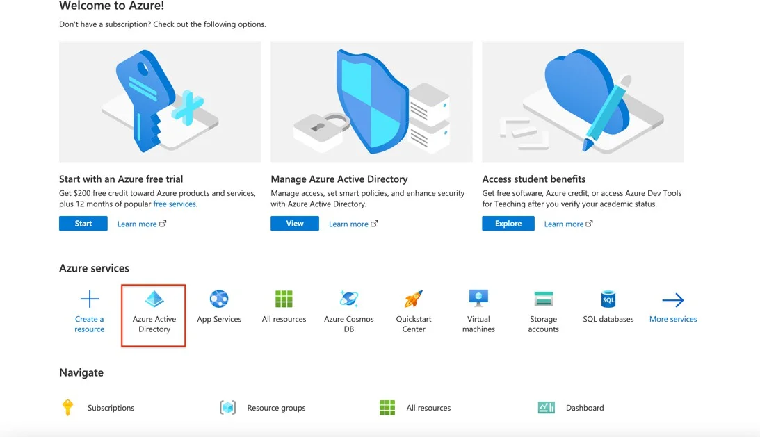 Azure Home Page