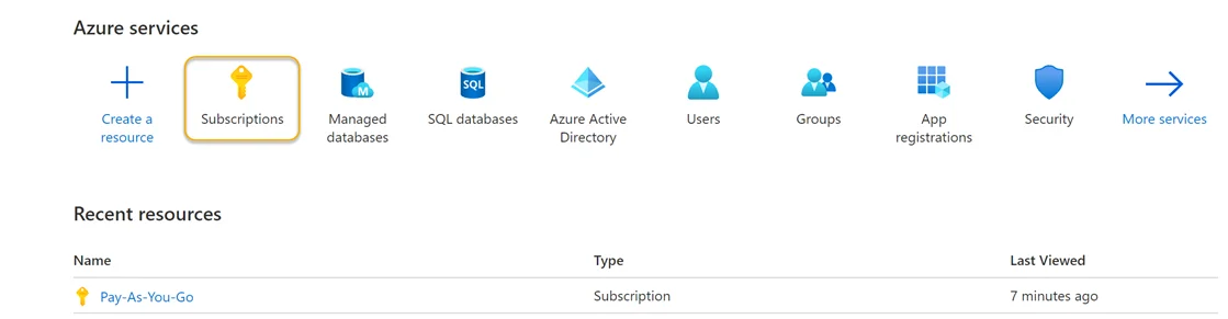 Azure Portal - Azure Services