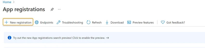 AzureSQL - App Registrations - New Registration