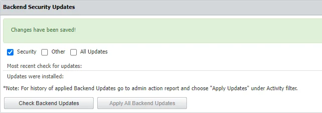 Applying Backend Security Updates