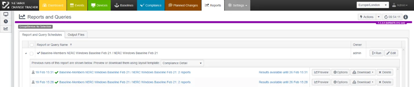 baselinereportsandqueryschedules