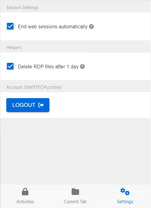Browser Extension Settings Tab