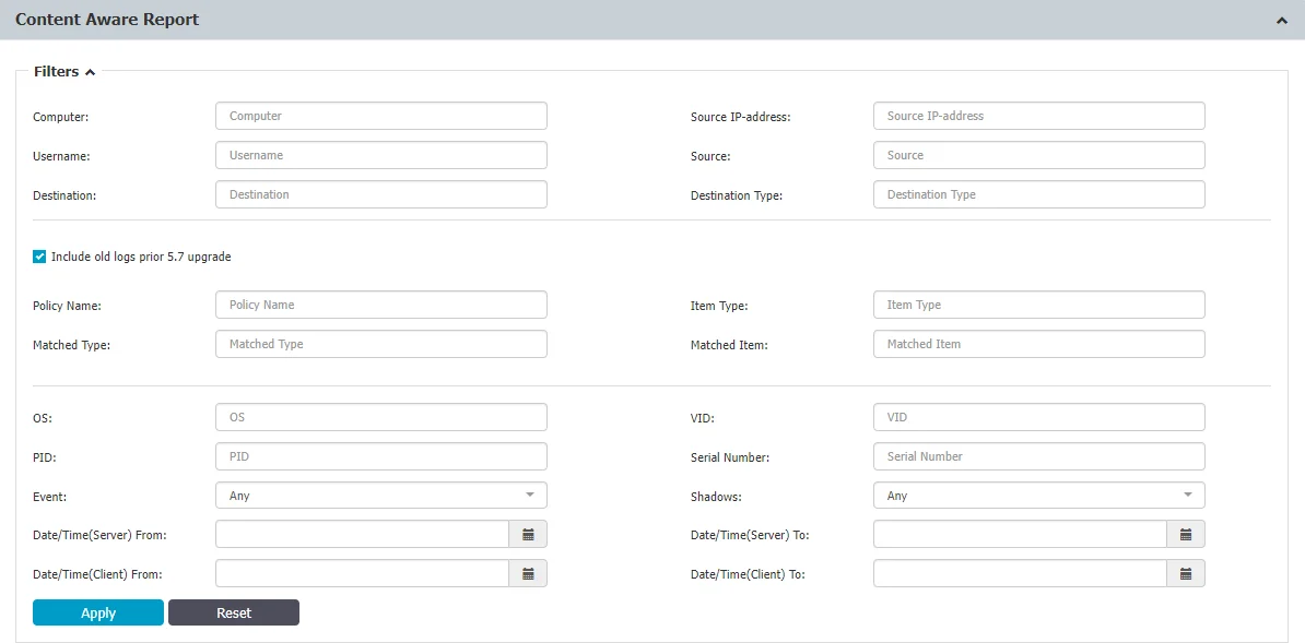 Content Aware Protection Filters