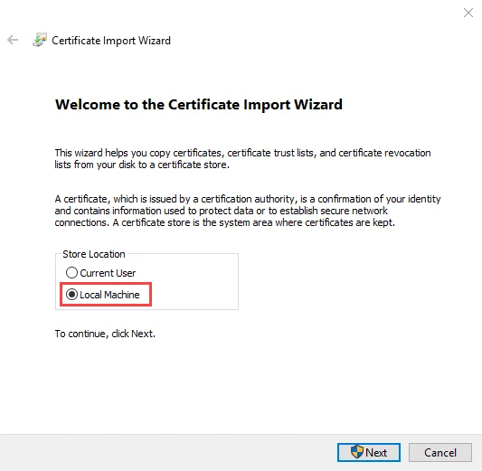 Certificate Import Wizard