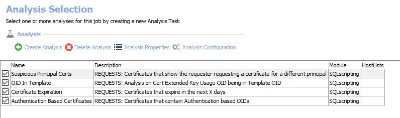 Analysis Tasks for the AD_CertificateRequests Job