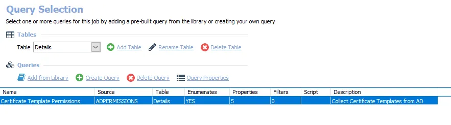 Query for the AD_CertificateRights Job