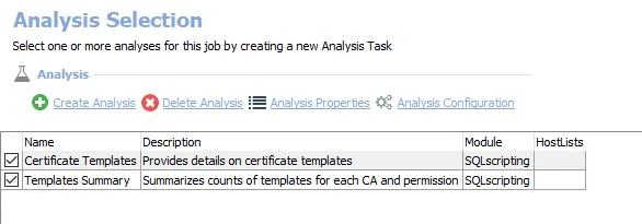 Analysis Tasks for the AD_CertificateTemplates Job