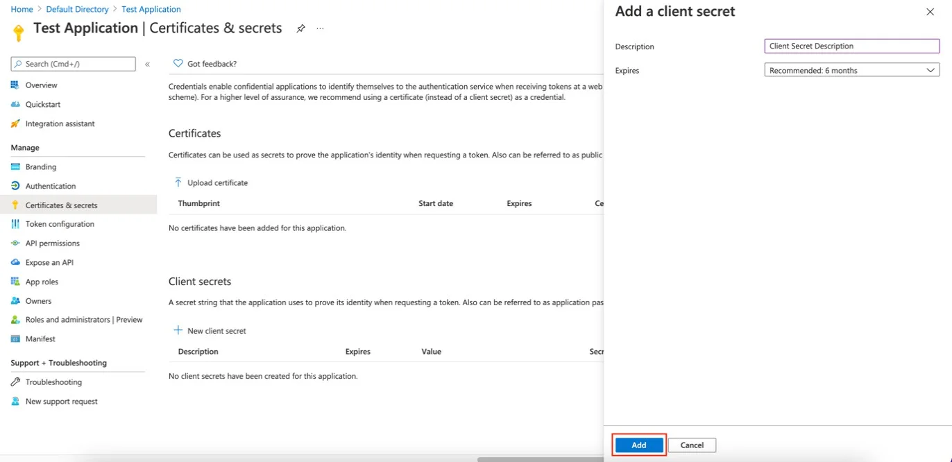 Create a Secret ID for the Application