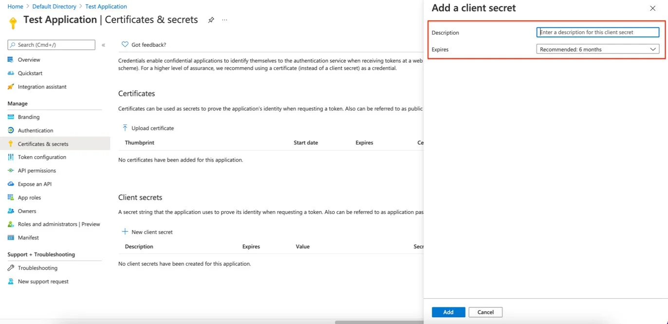 Create a Secret ID for the Application