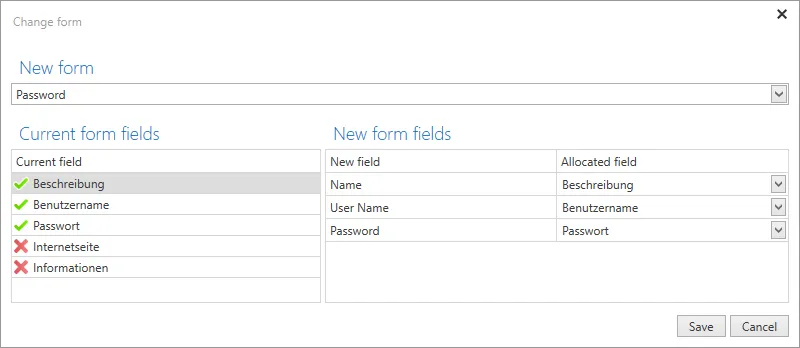 change form