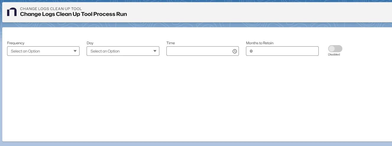 Open the Change Logs Clean Up Tool