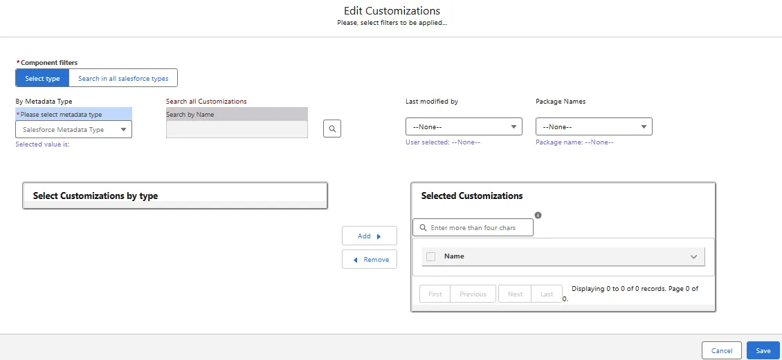 Add an existing customization to a change request