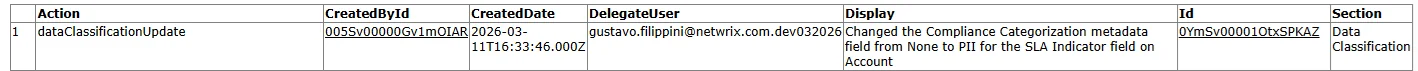 Setup Audit Trail entry for delegate user