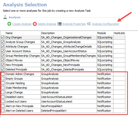 Notification Analysis Tasks for the 2-AD_Changes Job