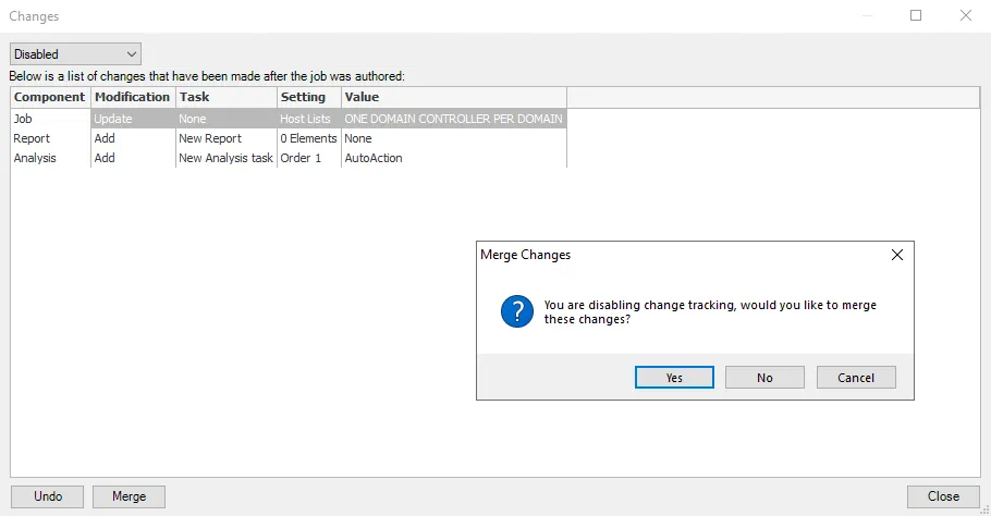 Change Window Merge Changes
