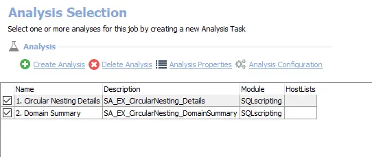 Analysis tasks for AAD_CircularNesting Job
