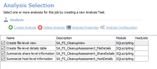 Analysis Tasks for the FS_CleanupAssessment Job