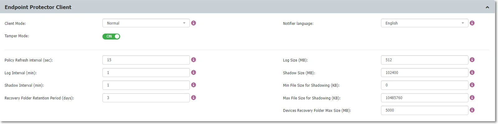 Manage settings that relate directly to the Netwrix Endpoint Protector Client