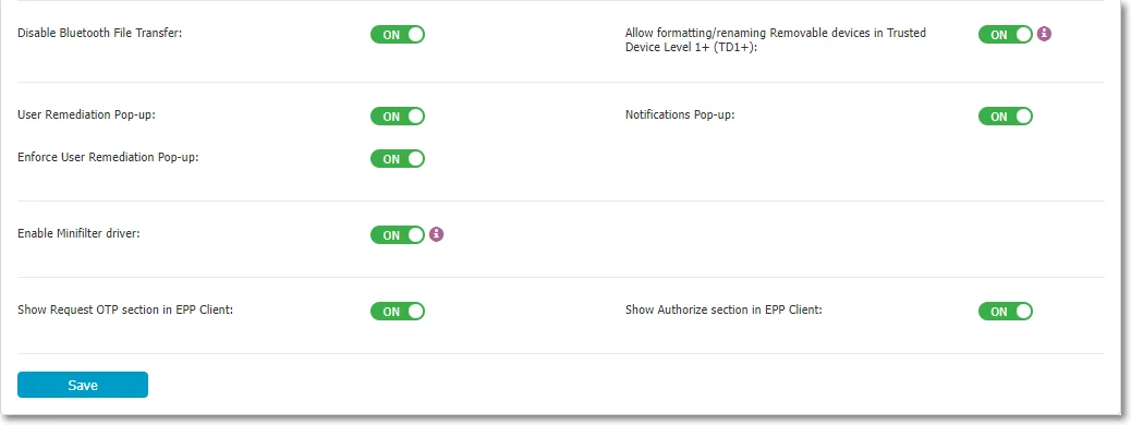 Manage settings that relate directly to the Netwrix Endpoint Protector Client