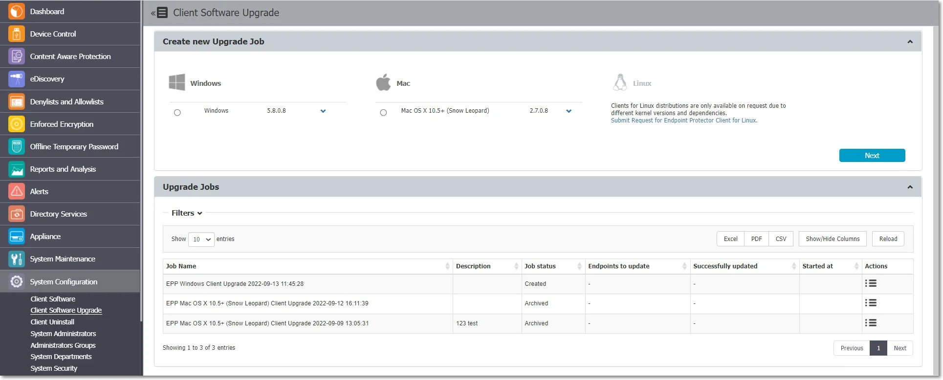 Client Software Upgrade