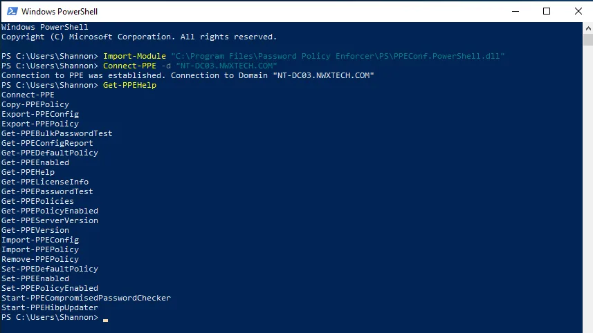 PPE cmdlets Connect