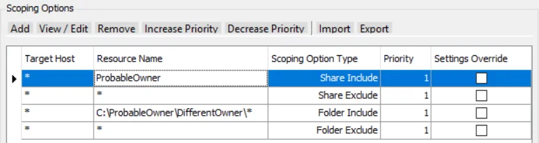 Common Scoping Options example Scenario 5