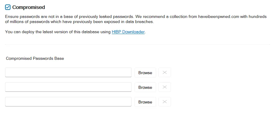 Compromised password rule