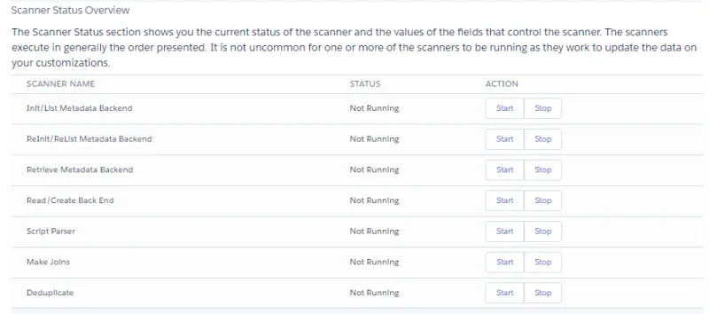 Configuration and Stats - Scanner Status