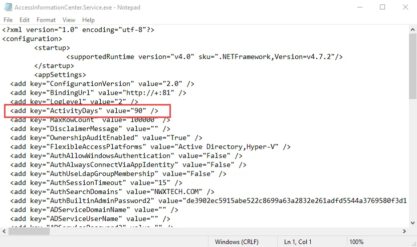 Activity Days parameter in the config file