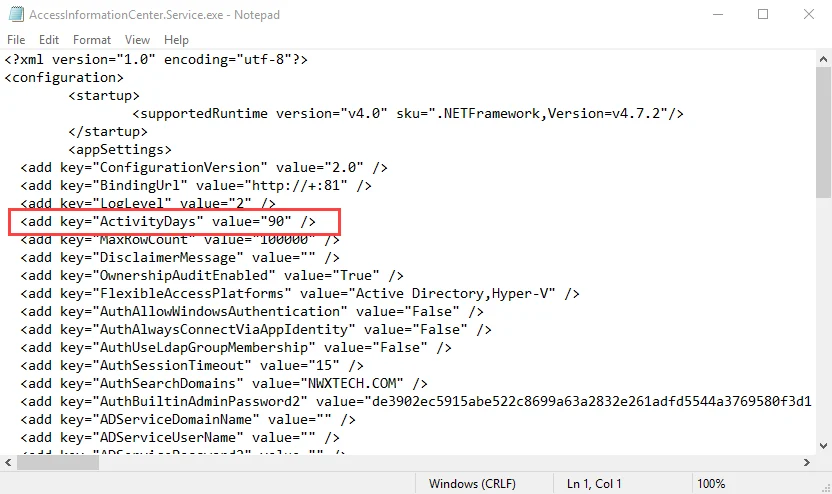 Activity Days parameter in the config file
